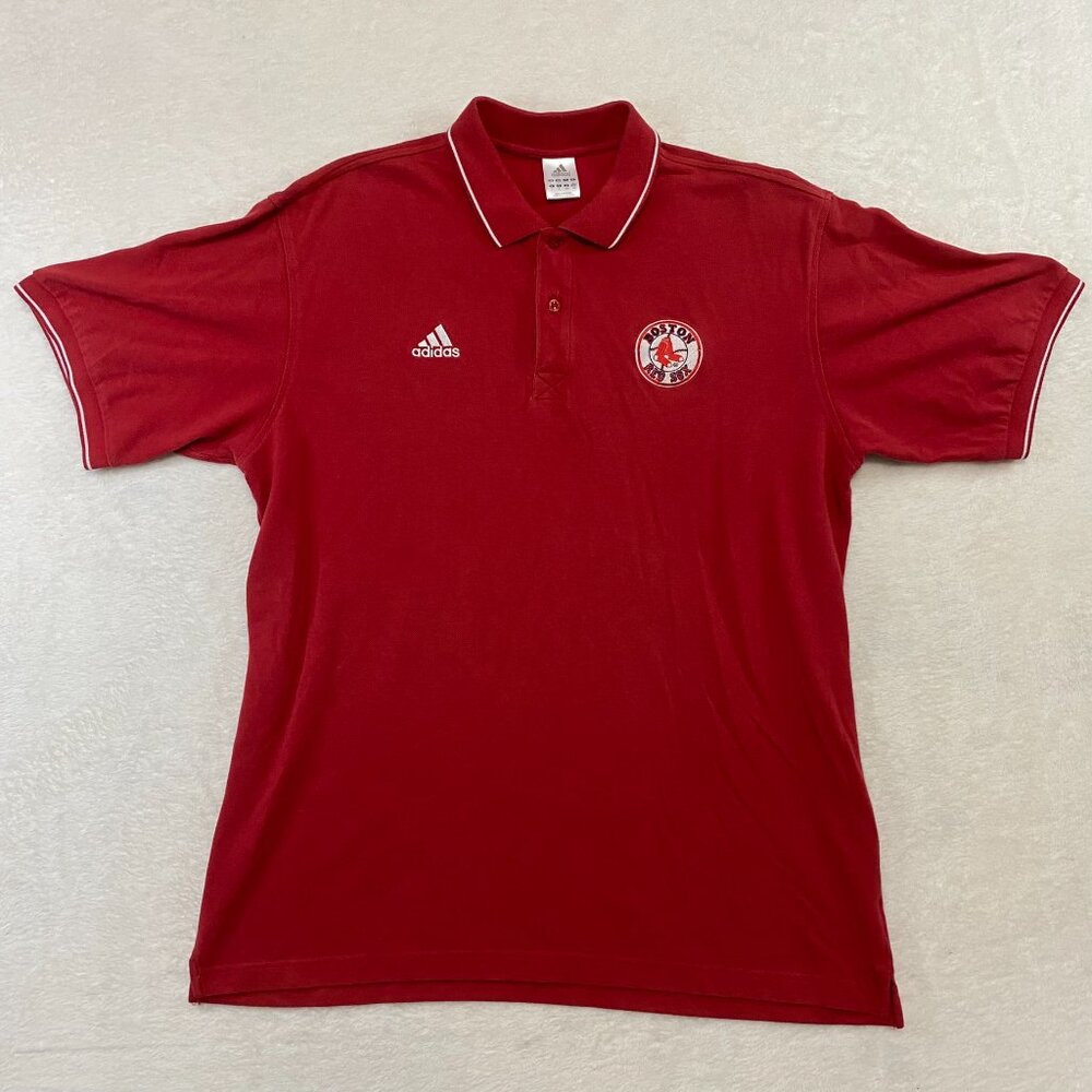 Vintage Boston Red Sox Adidas Polo Shirt Men's Large Red Short Sleeve